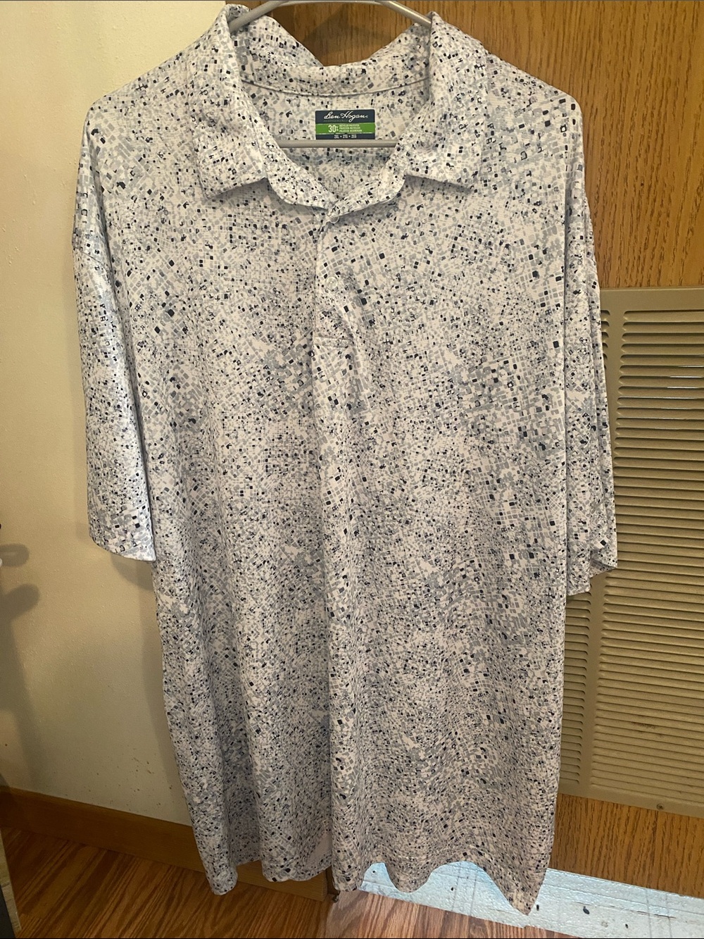Ben Hogan Performance White Polo with Navy Speckle 2XL Activewear Golf Preppy